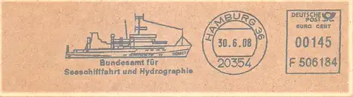 Freistempel F506184 Hamburg - Bundesamt für Seeschifffahrt und Hydrographie (Abb. Vermessungsschiff "Komet") (#3025)