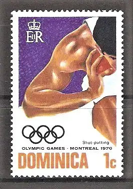 Briefmarke Dominica Mi.Nr. 489 ** Olympische Sommerspiele Montreal 1976 / Kugelstossen