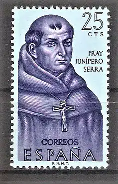 Briefmarke Spanien Mi.Nr. 1418 ** Junípero Serra 1963 / Franziskaner und Missionar - Gründer San Franciscos