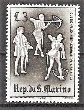 Briefmarke San Marino Mi.Nr. 766 ** Turniere des Mittelalters 1963 / Armbrustschützen