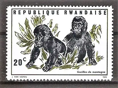 Briefmarke Ruanda Mi.Nr. 400 A ** Berggorilla (Gorilla gorilla beringei)