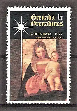 Briefmarke Grenada-Grenadinen Mi.Nr. 246 ** Weihnachten 1977 - Gemälde / Giorgione "Jungfrau und Kind"