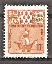 Briefmarke St. Pierre und Miquelon Portomarke Mi.Nr. 67 ** Fischerboot 1947