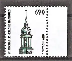 Briefmarke BRD Mi.Nr. 1860 ** (B) Bogenmarke - Seitenrand rechts / Sehenswürdigkeiten 1996 - St-Michaelis-Kirche in Hamburg