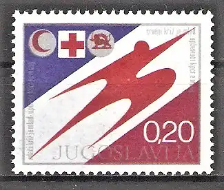 Briefmarke Jugoslawien Zwangszuschlagsmarke Mi.Nr. 51 ** Rotes Kreuz 1976 / Zeichen vom Roter Halbmond, Rotes Kreuz, Roter Löwe