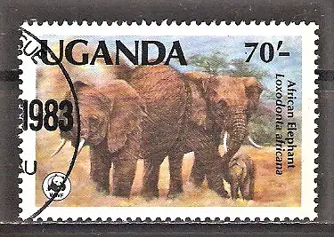 Briefmarke Uganda Mi.Nr. 364 C o Weltweiter Naturschutz 1983 / Afrikanische Elefanten