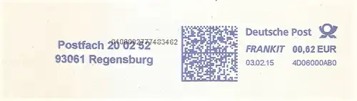 Freistempel 4D06000AB0 Regensburg - Postfach 20 02 52 93061 Regensburg (#2204)