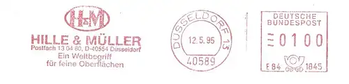 Freistempel E84 1845 Düsseldorf - HILLE & MÜLLER / Ein Weltbegriff für feine Oberflächen (#2194)