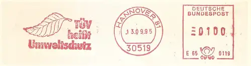 Freistempel E65 0119 Hannover - TÜV heißt Umweltschutz (Abb. Blatt) (#2193)