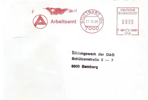 Freistempel F68 0007 Stuttgart - Arbeitsamt (#AFS40)