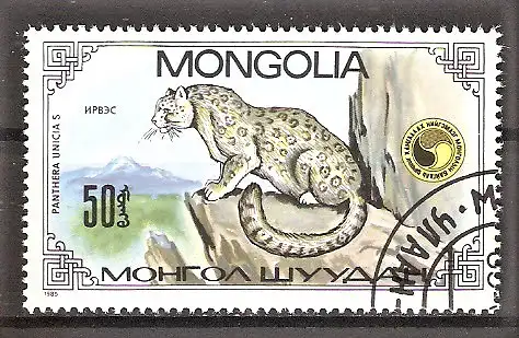 Briefmarke Mongolei Mi.Nr. 1695 o Schneeleopard 1985 / Schneeleopard (Panthera uncia)