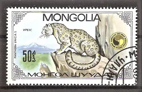 Briefmarke Mongolei Mi.Nr. 1695 o Schneeleopard (Panthera uncia)