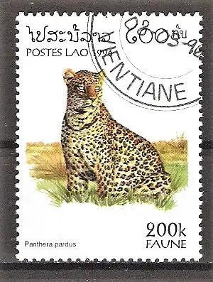 Briefmarke Laos Mi.Nr. 1506 o Fauna 1996 / Leopard (Panthera pardus)