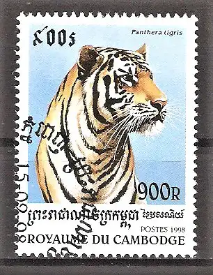 Briefmarke Kambodscha Mi.Nr. 1802 o Chinesisches Neujahr - Jahr des Tigers 1998 / Tiger (Panthera tigris)