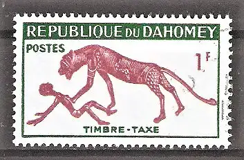 Briefmarke Dahomey Portomarke Mi.Nr. 32 o Panther und Mensch