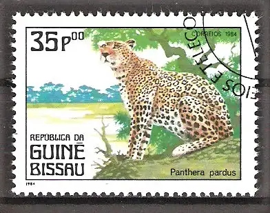 Briefmarke Guinea-Bissau Mi.Nr. 784 o Raubtiere 1984 / Leopard (Panthera pardus)