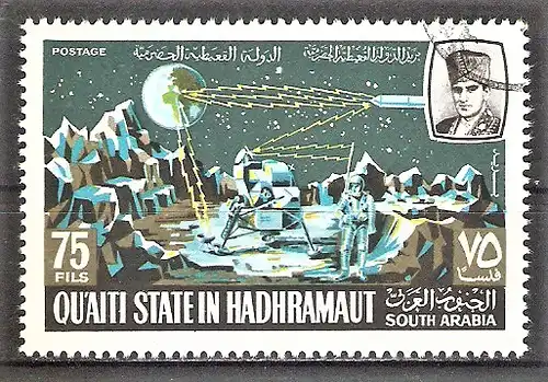 Briefmarke Aden - Qu'aiti State in Hadhramaut Mi.Nr. 119 A o Programme und Projekte der Lunar-Raumfahrtforschung 1967