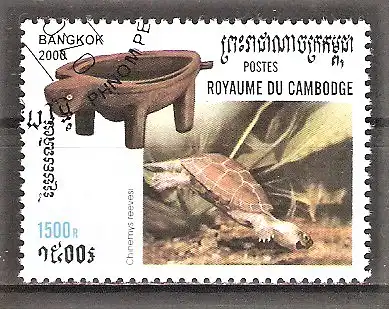 Briefmarke Kambodscha Mi.Nr. 2044 o Chinesische Dreikielschildkröte (Chinemys reevesii)