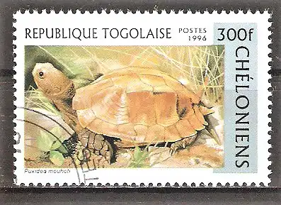 Briefmarke Togo Mi.Nr. 2482 o Schildkröten 1996 / Dreikiel-Scharnierschildkröte (Puxidea mouhoti)