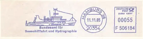 Freistempel F506184 Hamburg - Bundesamt für Seeschifffahrt und Hydrographie (Abb. Vermessungsschiff "Komet") (#3019)