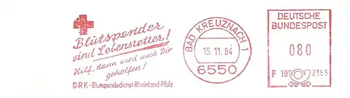Freistempel F19 2363 Bad Kreuznach - DRK Blutspendedienst Rheinland Pfalz - Blutspender (Abb. Rotes Kreuz) (#3010)