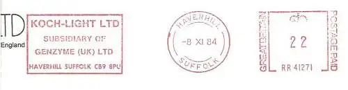 Freistempel Großbritannien RR41271 Haverhill Suffolk - Koch-Light Ltd - Subsidiary of Genzyme (UK) Ltd (#3007)