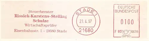 Freistempel F83 6635 Stade - Riessiek-Karstens-Stelling-Schulze / Steuerberater Wirtschaftsprüfer (#2246)