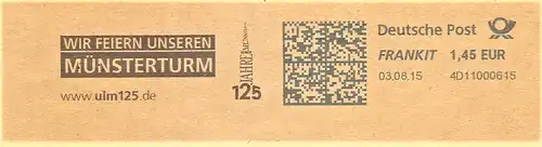 Freistempel 4D11000615 Ulm - Wir feiern unseren Münsterturm - www.ulm125.de - 125 Jahre Münsterturm (#2261)