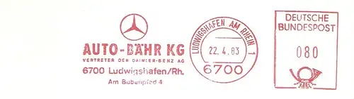 Freistempel Ludwigshafen am Rhein - AUTO BÄHR KG - Vertreter der Daimler-Benz AG (Abb. Mercedesstern) (#2997)