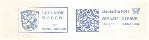 Freistempel 3D060004D6 Kassel - Landkreis Kassel / Der Kreisausschuss (Abb. Wappen) (#2699)