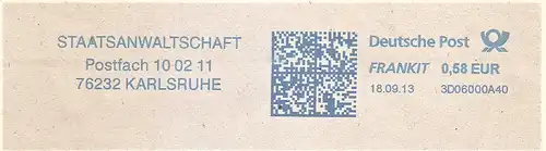 Freistempel 3D06000A40 Karlsruhe - Staatsanwaltschaft Karlsruhe (#2687)