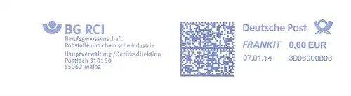 Freistempel 3D06000B08 Mainz - BG RCI Berufsgenossenschaft Rohstoffe und chemische Industrie (#2681)
