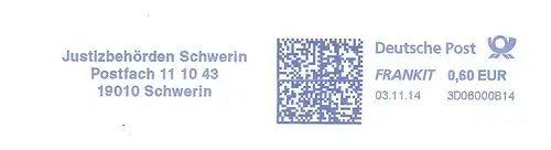 Freistempel 3D06000B14 Schwerin - Justizbehörden Schwerin (#2680)