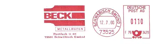 Freistempel F76 3429 Schwäbisch Gmünd - BECK Metallwaren (#2661)