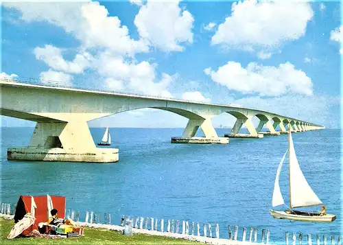 Ansichtskarte Niederlande - Zeelandbrücke / Längste Brücke in Europa (5000 m.) (1616)