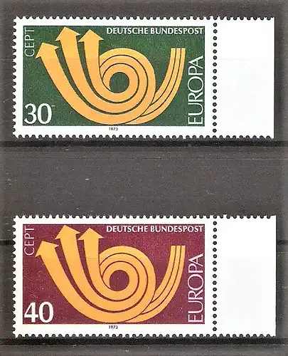 Briefmarke BRD Mi.Nr. 768-769 ** Seitenrand rechts - Europa CEPT 1973 / Stilisiertes Posthorn / Kompletter Satz !