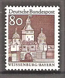 Briefmarke BRD Mi.Nr. 498 ** 80 Pf. Große Bauwerke 1966 / Ellinger Tor in Weißenburg - Bayern