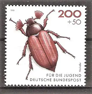 Briefmarke BRD Mi.Nr. 1670 ** Gefährdete Käfer 1993 / Feld-Maikäfer (Melolontha melolontha)