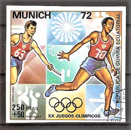 Briefmarke Äquatorial-Guinea Mi.Nr. A115 o Olympiade München 1972 / Sportdisziplinen - Staffellauf
