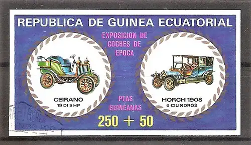 Briefmarke Äquatorial-Guinea Mi.Nr. 885 o Historische Automobile 1976 / Ceirano & Horch