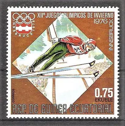 Briefmarke Äquatorial-Guinea Mi.Nr. 767 ** Olympische Winterspiele Innsbruck 1976 / Skispringen