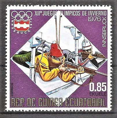 Briefmarke Äquatorial-Guinea Mi.Nr. 769 ** Olympische Winterspiele Innsbruck 1976 / Biathlon