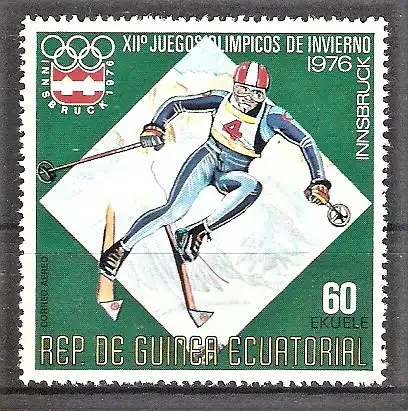 Briefmarke Äquatorial-Guinea Mi.Nr. 764 ** Olympische Winterspiele Innsbruck 1976 / Skiabfahrtslauf