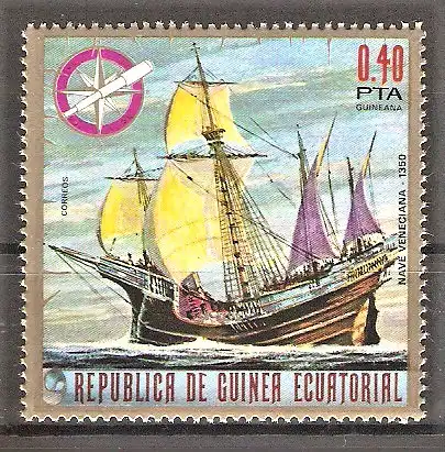 Briefmarke Äquatorial-Guinea Mi.Nr. 652 ** Schiffe 1975 / Venezianisches Schiff