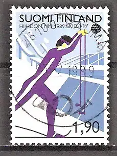 Briefmarke Finnland Mi.Nr. 1058 o Nordische Skiweltmeisterschaften Lahti 1989 / Skilanglauf