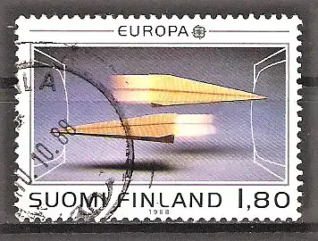 Briefmarke Finnland Mi.Nr. 1051 o Europa CEPT 1988 / Bildschirme, Papierflugzeuge (Datenaustausch)