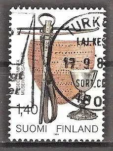 Briefmarke Finnland Mi.Nr. 942 o 100 Jahre Staatliches Museumswerk 1984 / Tontopf, Armbrust, Silberkelch