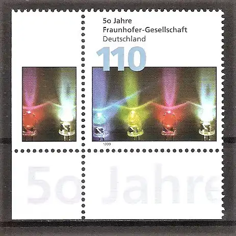 Briefmarke BRD Mi.Nr. 2038 ** Bogenecke unten links - Fraunhofer-Gesellschaft 1999