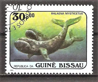 Briefmarke Guinea-Bissau Mi.Nr. 809 o Wale 1984 / Grönlandwal (Balaena mysticetus)