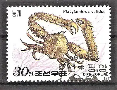 Briefmarke Korea-Nord Mi.Nr. 3094 o Krabben 1990 / Krabbe (Platylambrus validus)